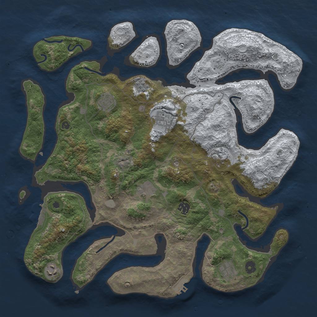 Rust Map: Procedural Map, Size: 4000, Seed: 48623, 17 Monuments