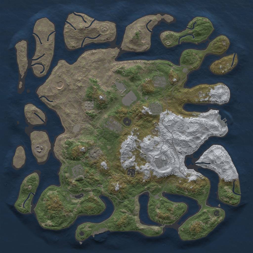 Rust Map: Procedural Map, Size: 4500, Seed: 84577308, 19 Monuments