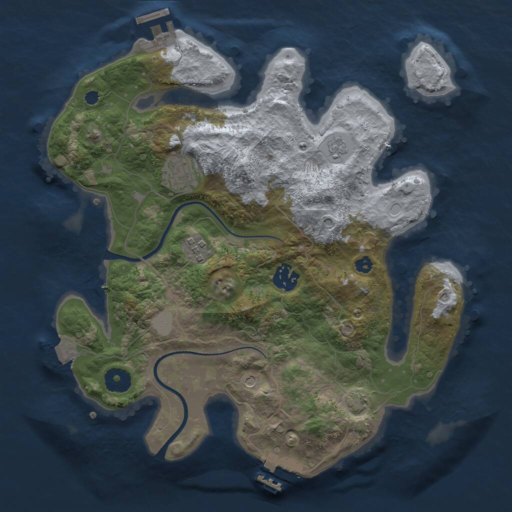 Rust Map: Procedural Map, Size: 3000, Seed: 1344853264, 9 Monuments