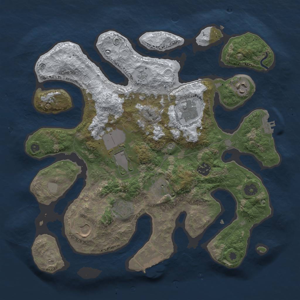 Rust Map: Procedural Map, Size: 3500, Seed: 594606968, 16 Monuments