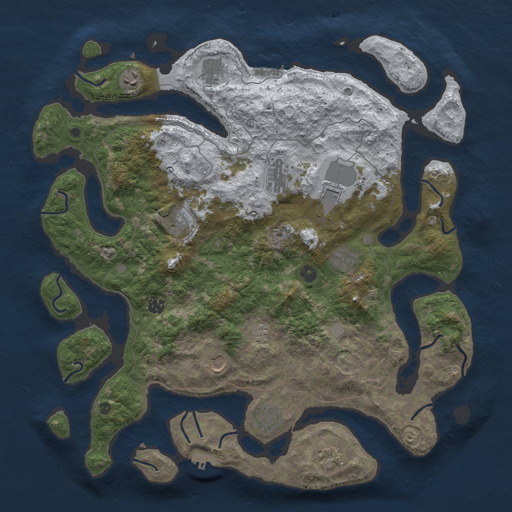 Rust Map: Procedural Map, Size: 4550, Seed: 1911473973, 20 Monuments