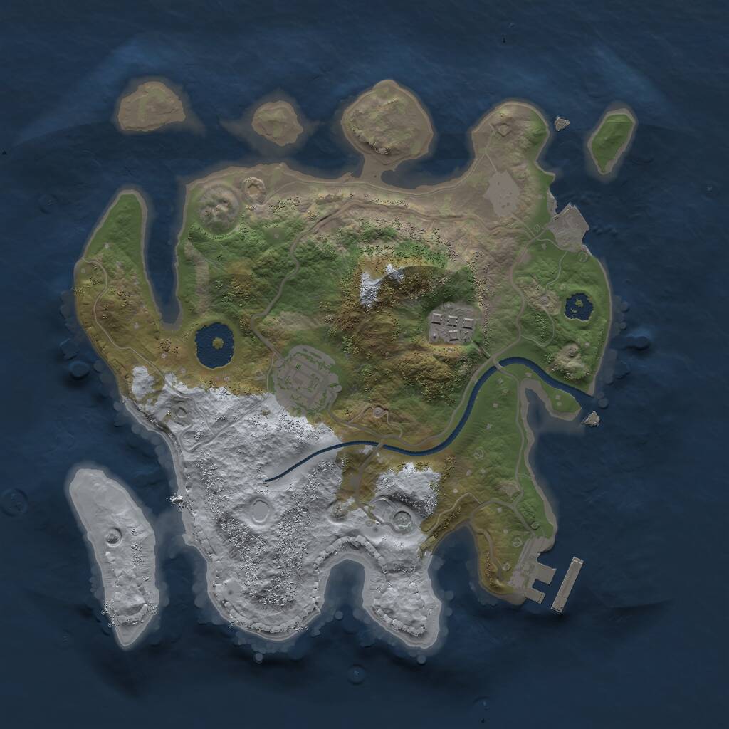 Rust Map: Procedural Map, Size: 2589, Seed: 3, 5 Monuments