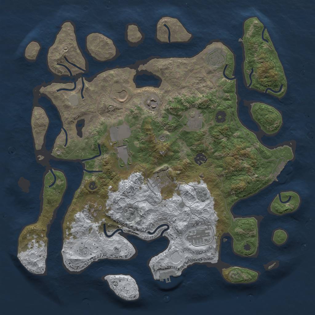 Rust Map: Procedural Map, Size: 3950, Seed: 1208738207, 19 Monuments