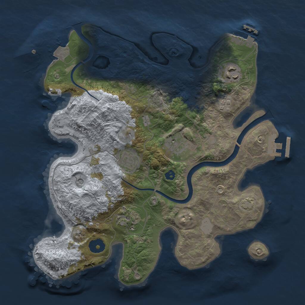 Rust Map: Procedural Map, Size: 3000, Seed: 816558, 10 Monuments