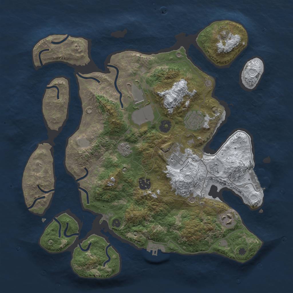 Rust Map: Procedural Map, Size: 3500, Seed: 394508387, 15 Monuments