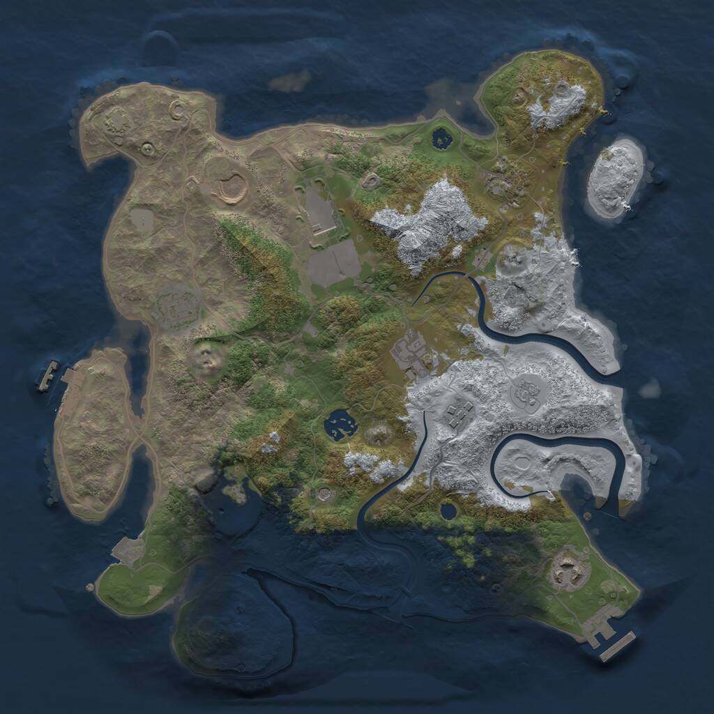 Rust Map: Procedural Map, Size: 3500, Seed: 394508387, 15 Monuments