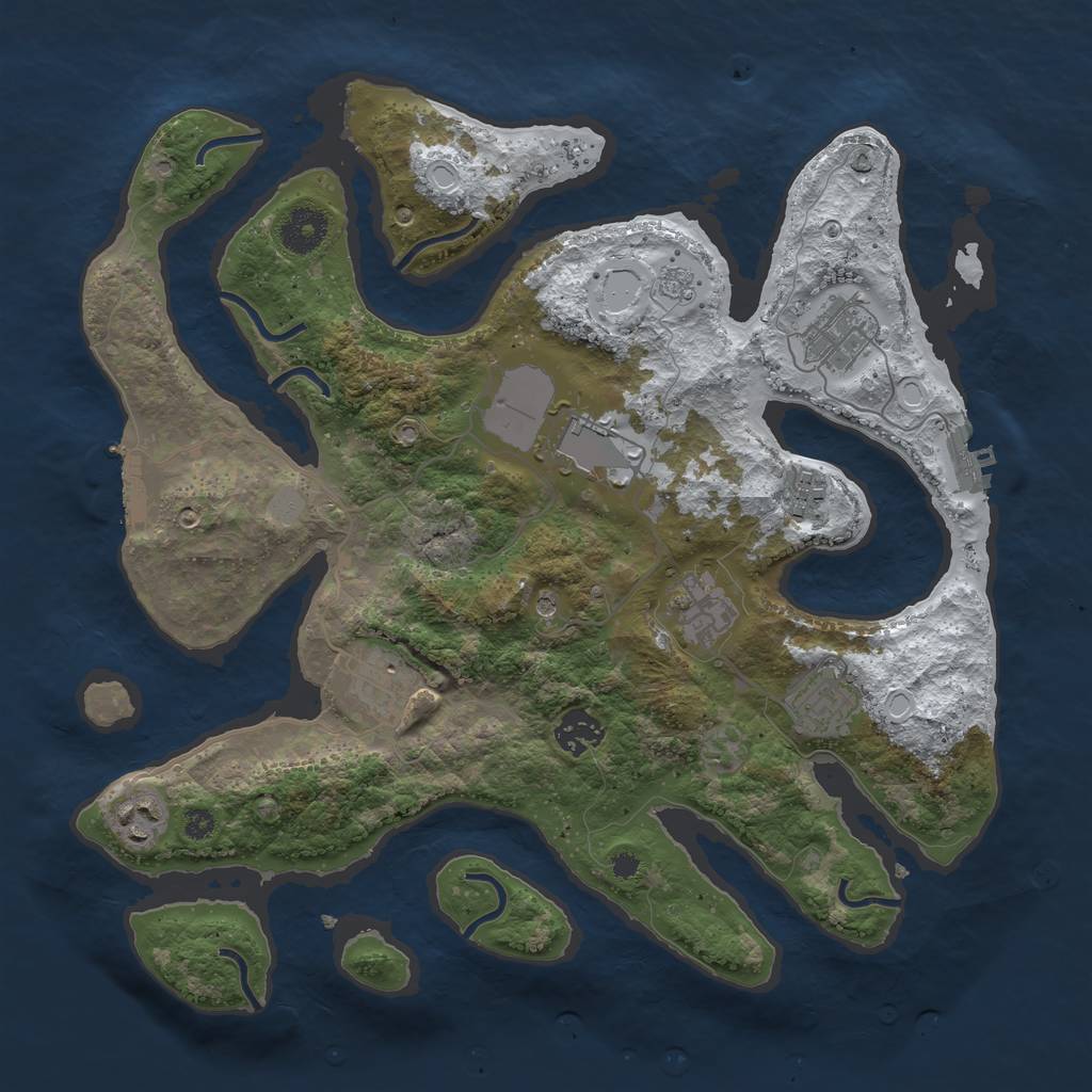 Rust Map: Procedural Map, Size: 3550, Seed: 640482, 17 Monuments