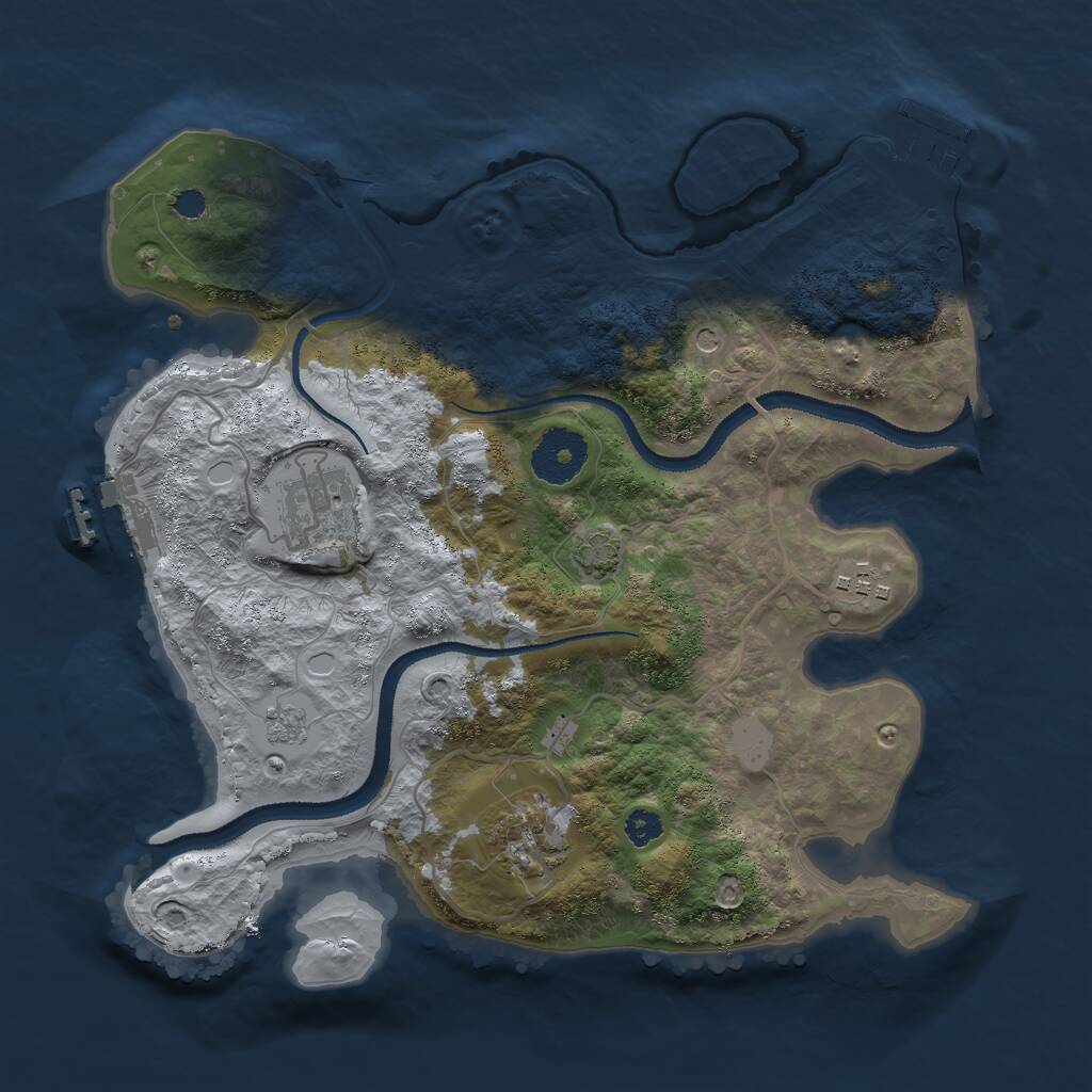 Rust Map: Procedural Map, Size: 3000, Seed: 390557, 9 Monuments