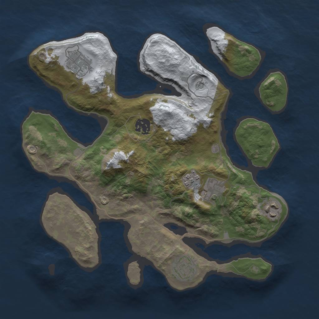 Rust Map: Barren, Size: 3000, Seed: 362215402, 9 Monuments