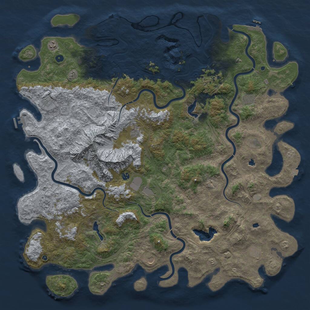 Rust Map: Procedural Map, Size: 6000, Seed: 7071, 17 Monuments