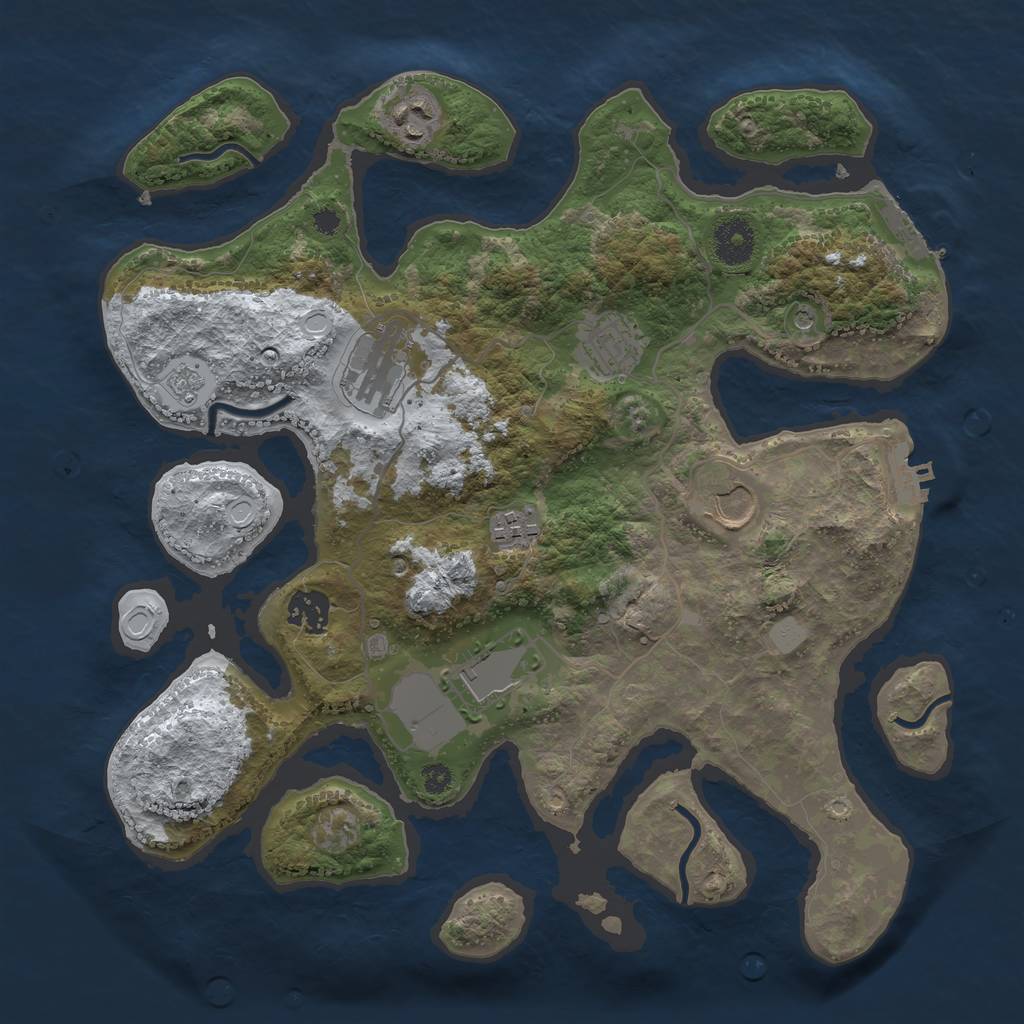 Rust Map: Procedural Map, Size: 3500, Seed: 71234, 16 Monuments