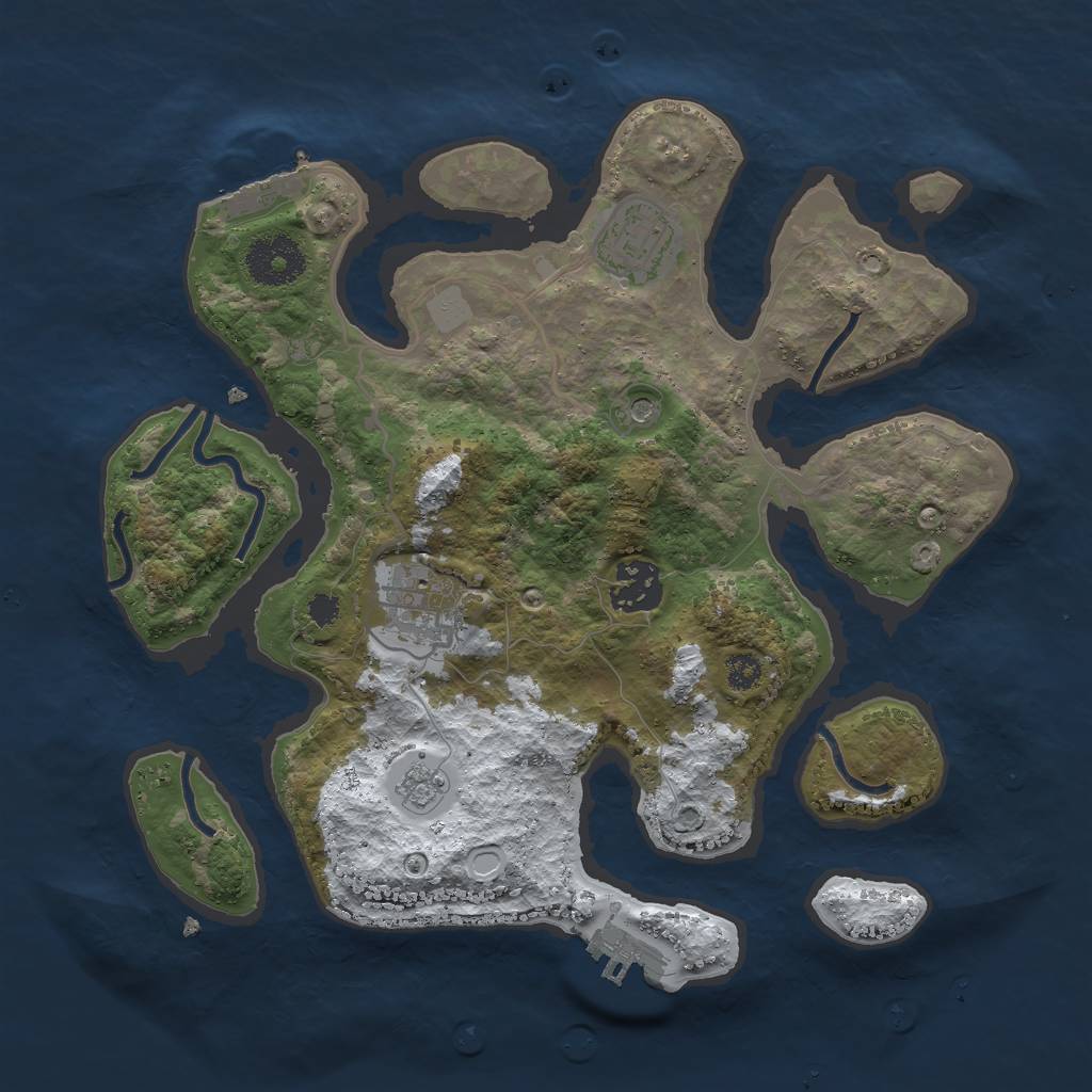 Rust Map: Procedural Map, Size: 3000, Seed: 350170, 12 Monuments