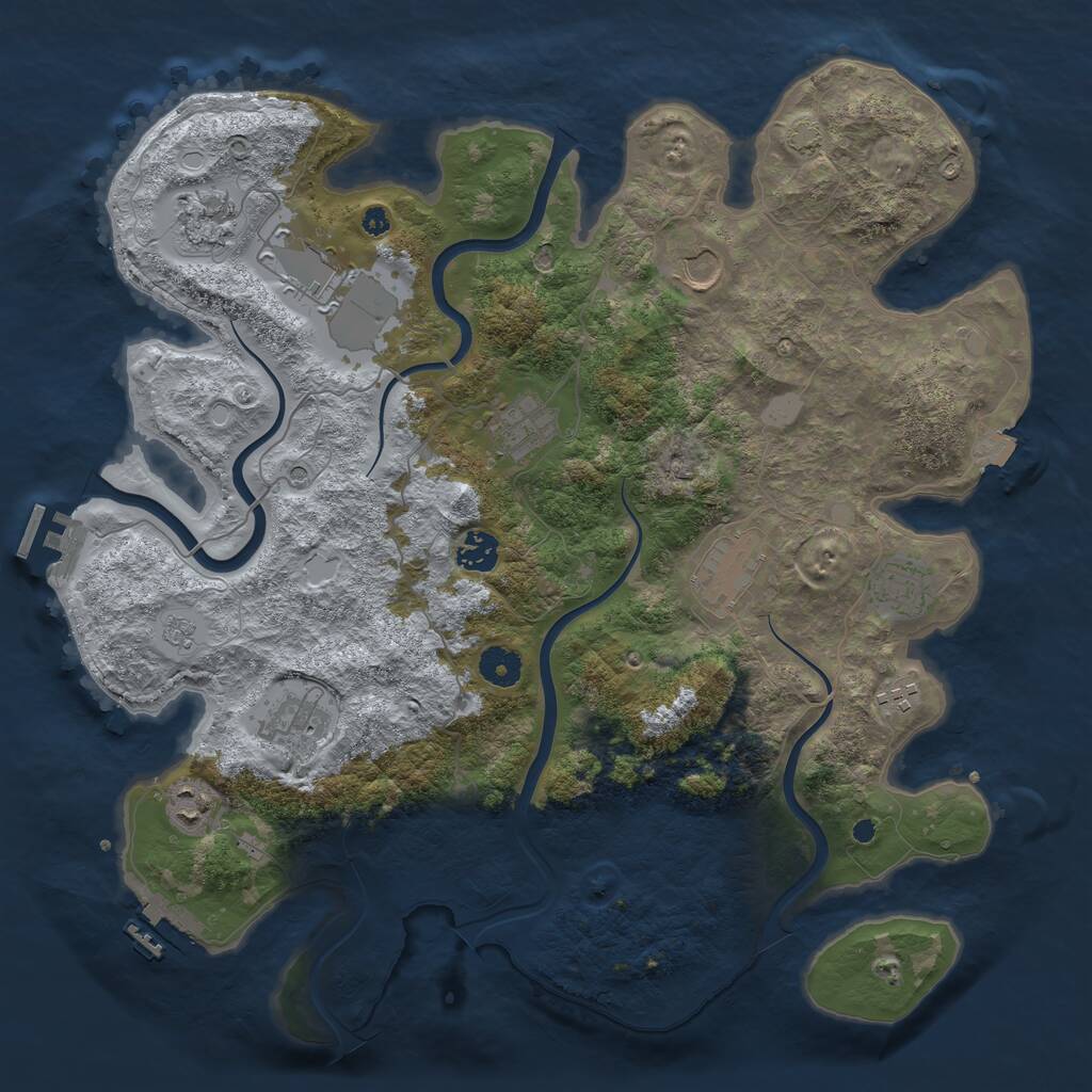 Rust Map: Procedural Map, Size: 3950, Seed: 1827845257, 16 Monuments
