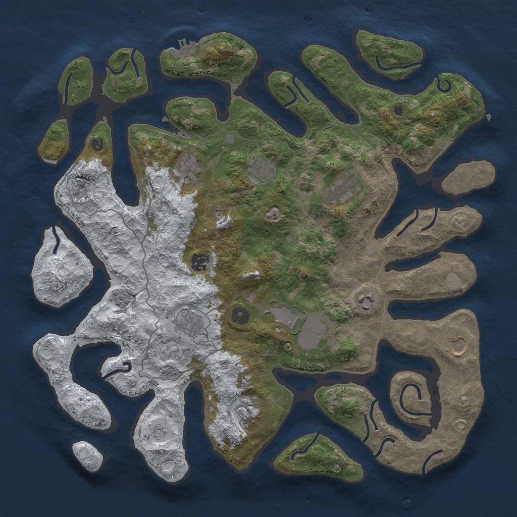 Rust Map: Procedural Map, Size: 4250, Seed: 304365789, 18 Monuments