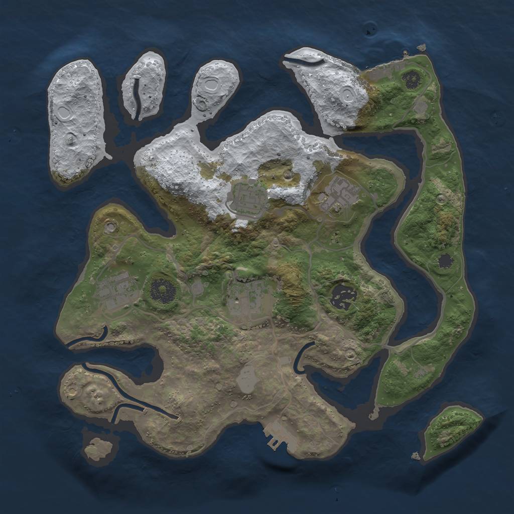 Rust Map: Procedural Map, Size: 3000, Seed: 47732, 12 Monuments