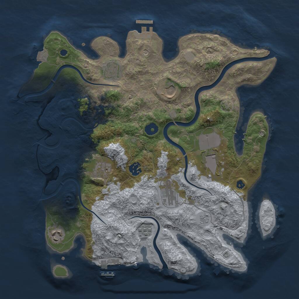 Rust Map: Procedural Map, Size: 3550, Seed: 90392, 14 Monuments