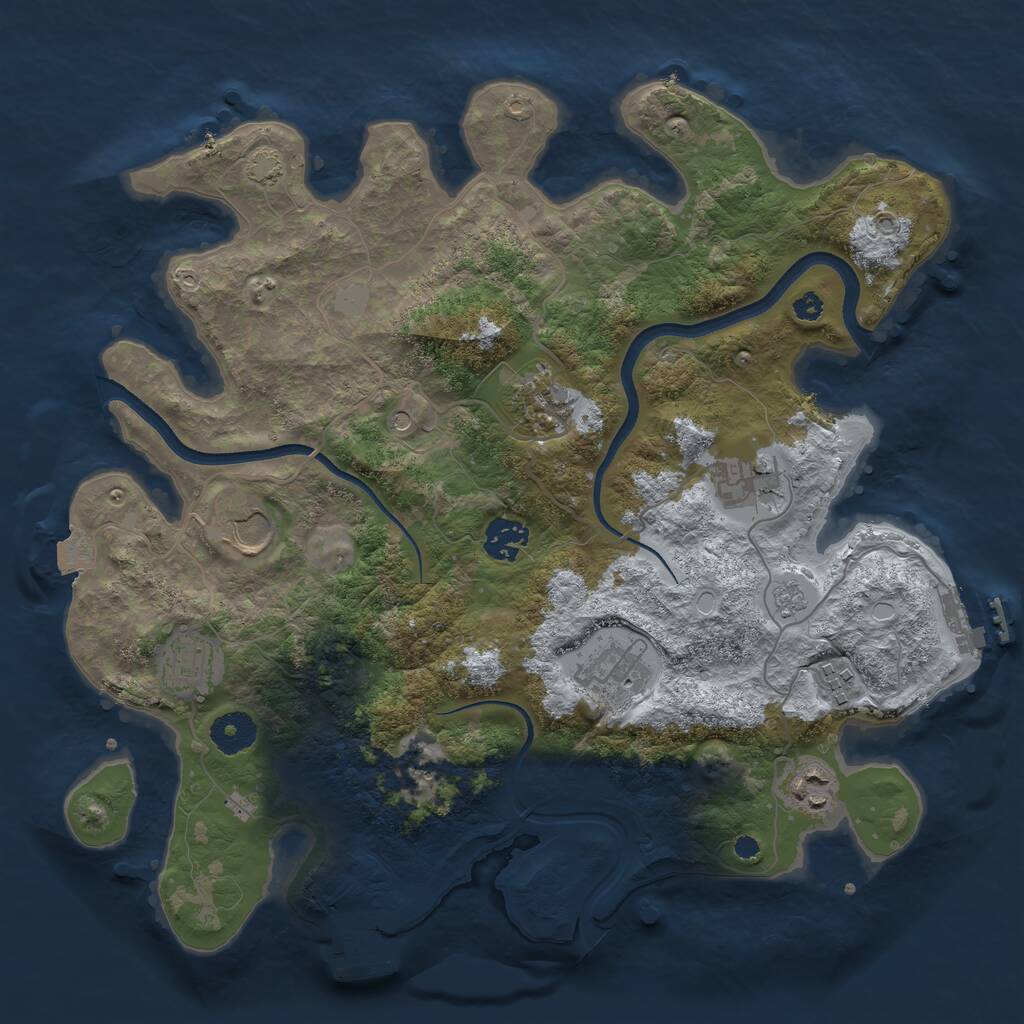 Rust Map: Procedural Map, Size: 3550, Seed: 460382, 14 Monuments