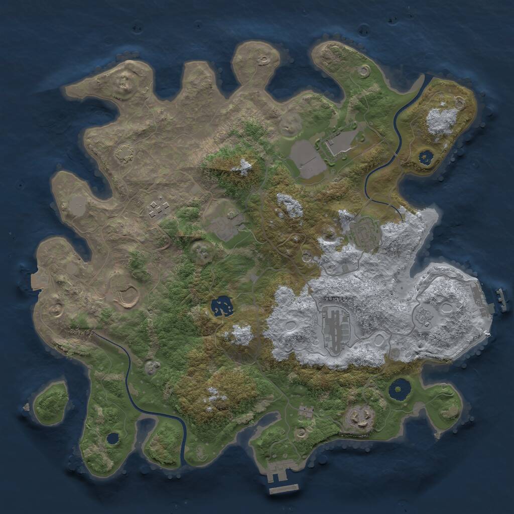 Rust Map: Procedural Map, Size: 3550, Seed: 460382, 14 Monuments