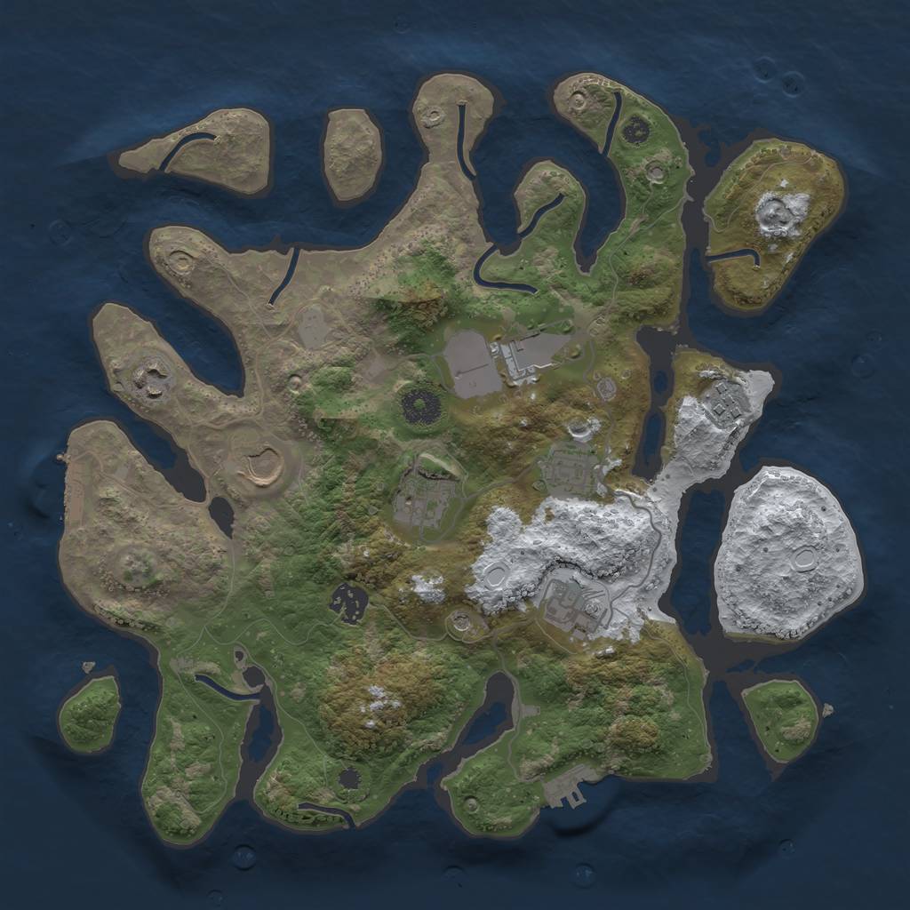 Rust Map: Procedural Map, Size: 3550, Seed: 460382, 16 Monuments