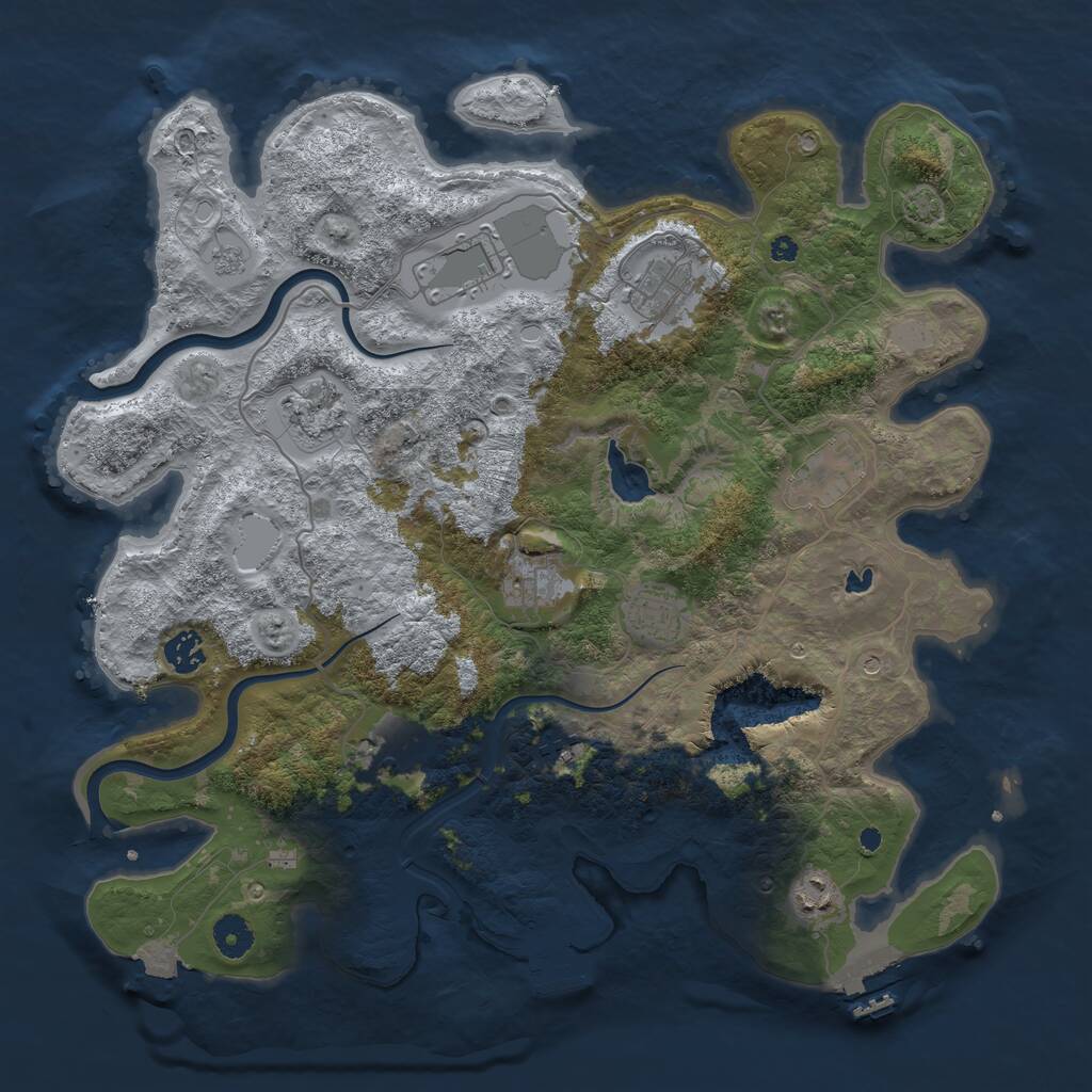 Rust Map: Procedural Map, Size: 4000, Seed: 2069375509, 16 Monuments