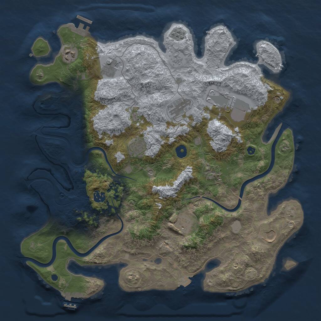 Rust Map: Procedural Map, Size: 3950, Seed: 279526217, 16 Monuments