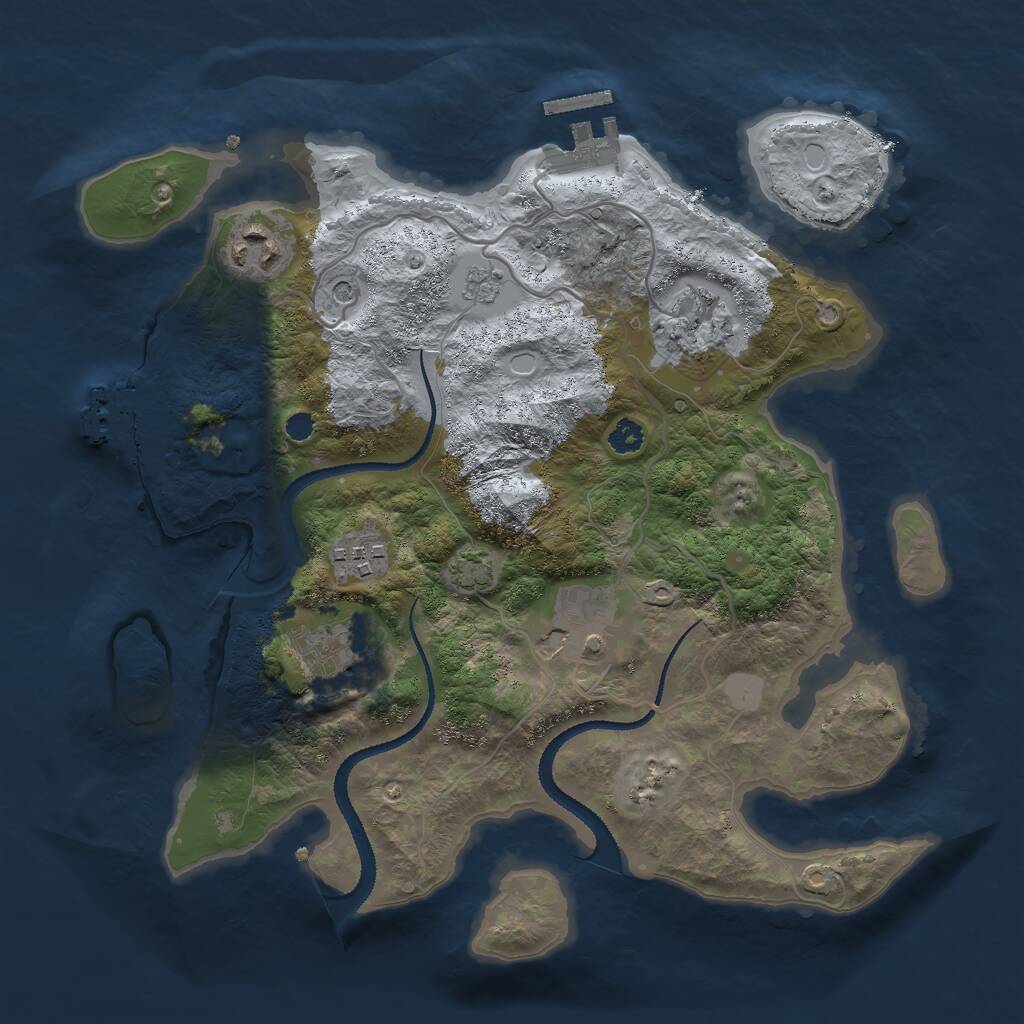 Rust Map: Procedural Map, Size: 3000, Seed: 157065513, 11 Monuments