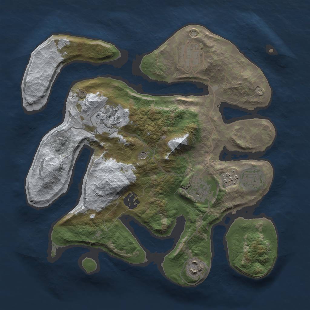 Rust Map: Barren, Size: 3000, Seed: 87271233, 10 Monuments