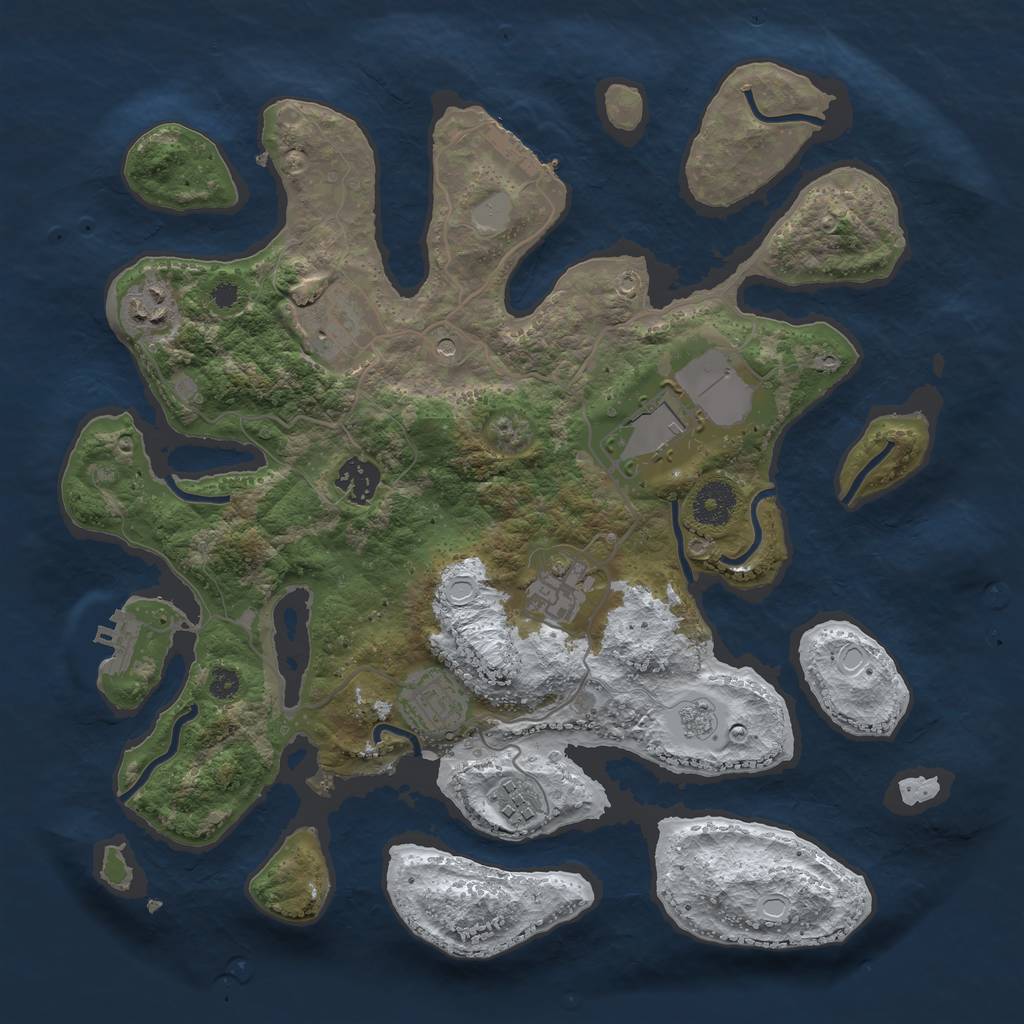 Rust Map: Procedural Map, Size: 3500, Seed: 420204, 16 Monuments