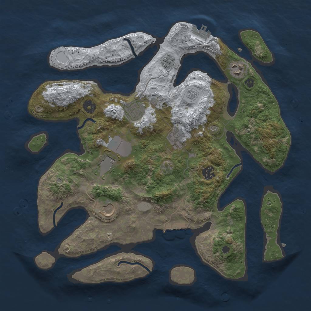 Rust Map: Procedural Map, Size: 3550, Seed: 760458, 16 Monuments