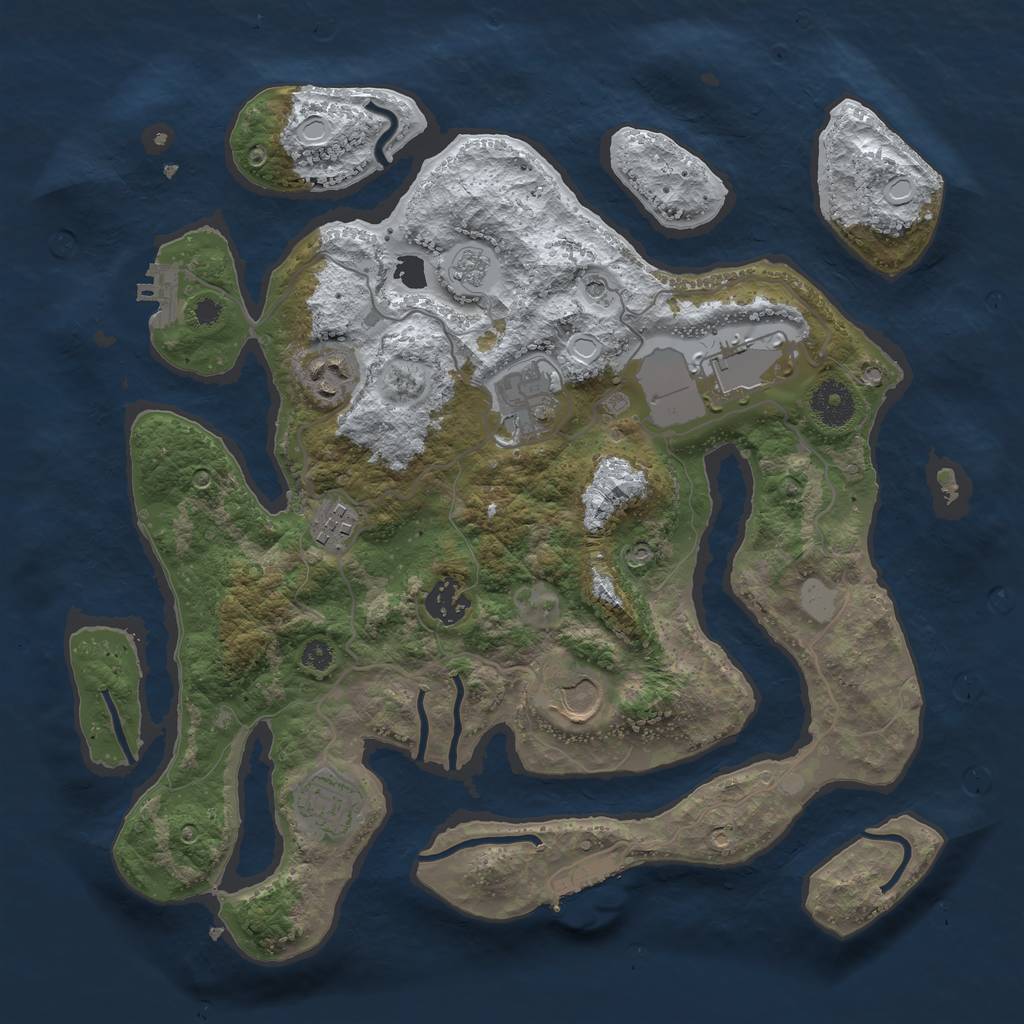 Rust Map: Procedural Map, Size: 3500, Seed: 198381201, 16 Monuments