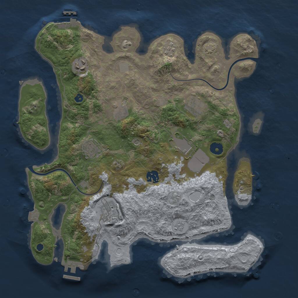 Rust Map: Procedural Map, Size: 3500, Seed: 928286200, 14 Monuments