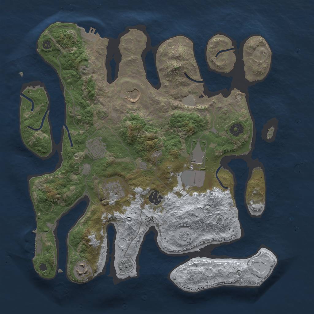 Rust Map: Procedural Map, Size: 3500, Seed: 928286200, 16 Monuments