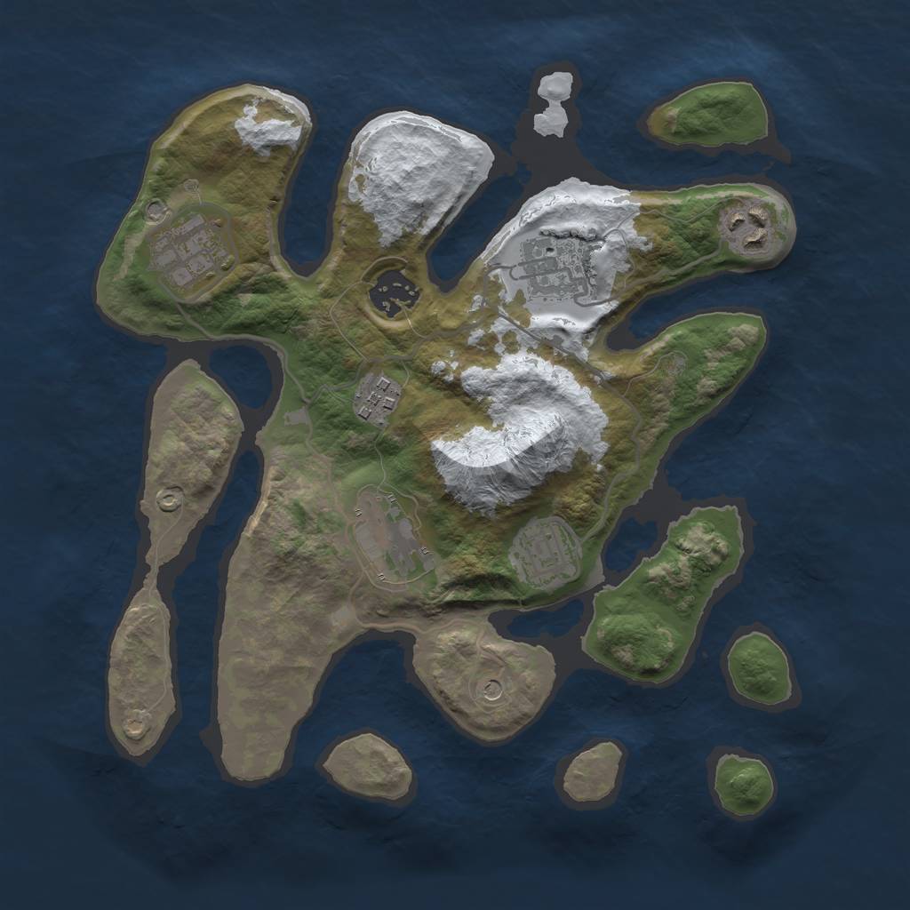 Rust Map: Barren, Size: 3000, Seed: 806433325, 10 Monuments