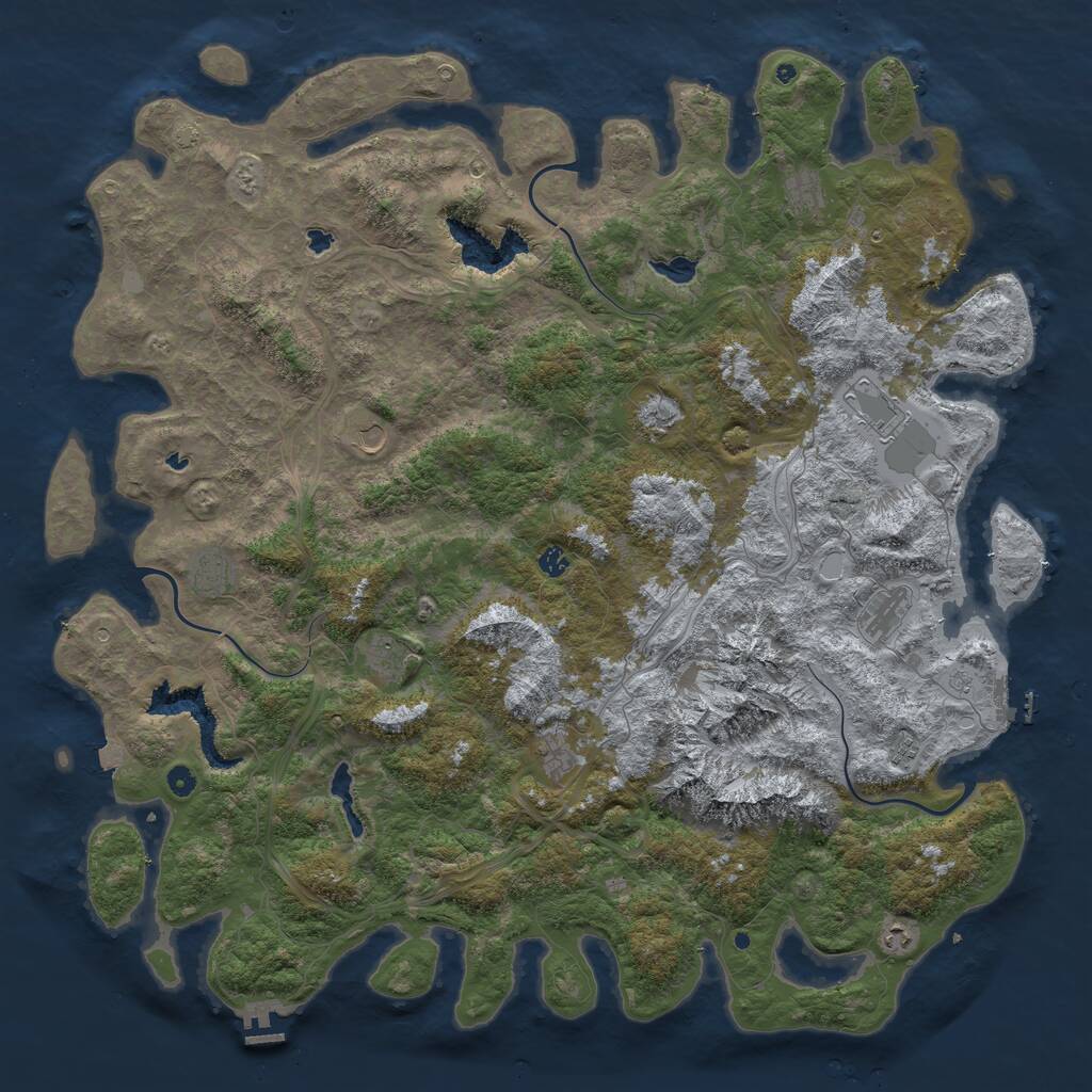 Rust Map: Procedural Map, Size: 5600, Seed: 43011089, 17 Monuments