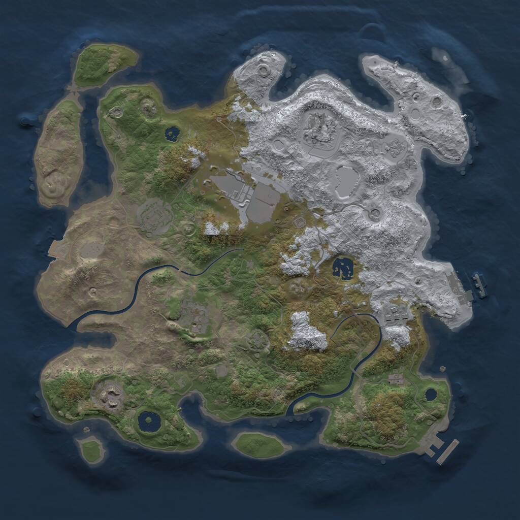 Rust Map: Procedural Map, Size: 3500, Seed: 1234567890, 13 Monuments