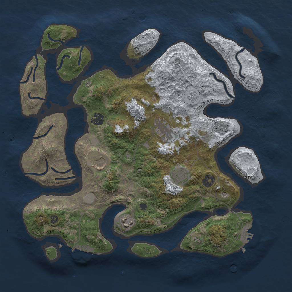 Rust Map: Procedural Map, Size: 3500, Seed: 1234567890, 15 Monuments