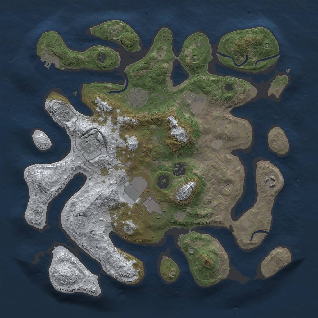 Rust Map: Procedural Map, Size: 3550, Seed: 332864, 15 Monuments