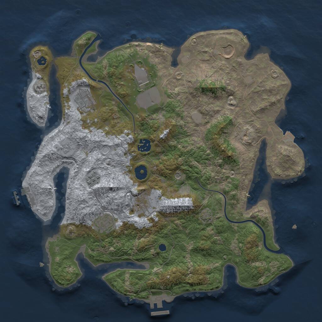Rust Map: Procedural Map, Size: 3550, Seed: 463055, 13 Monuments