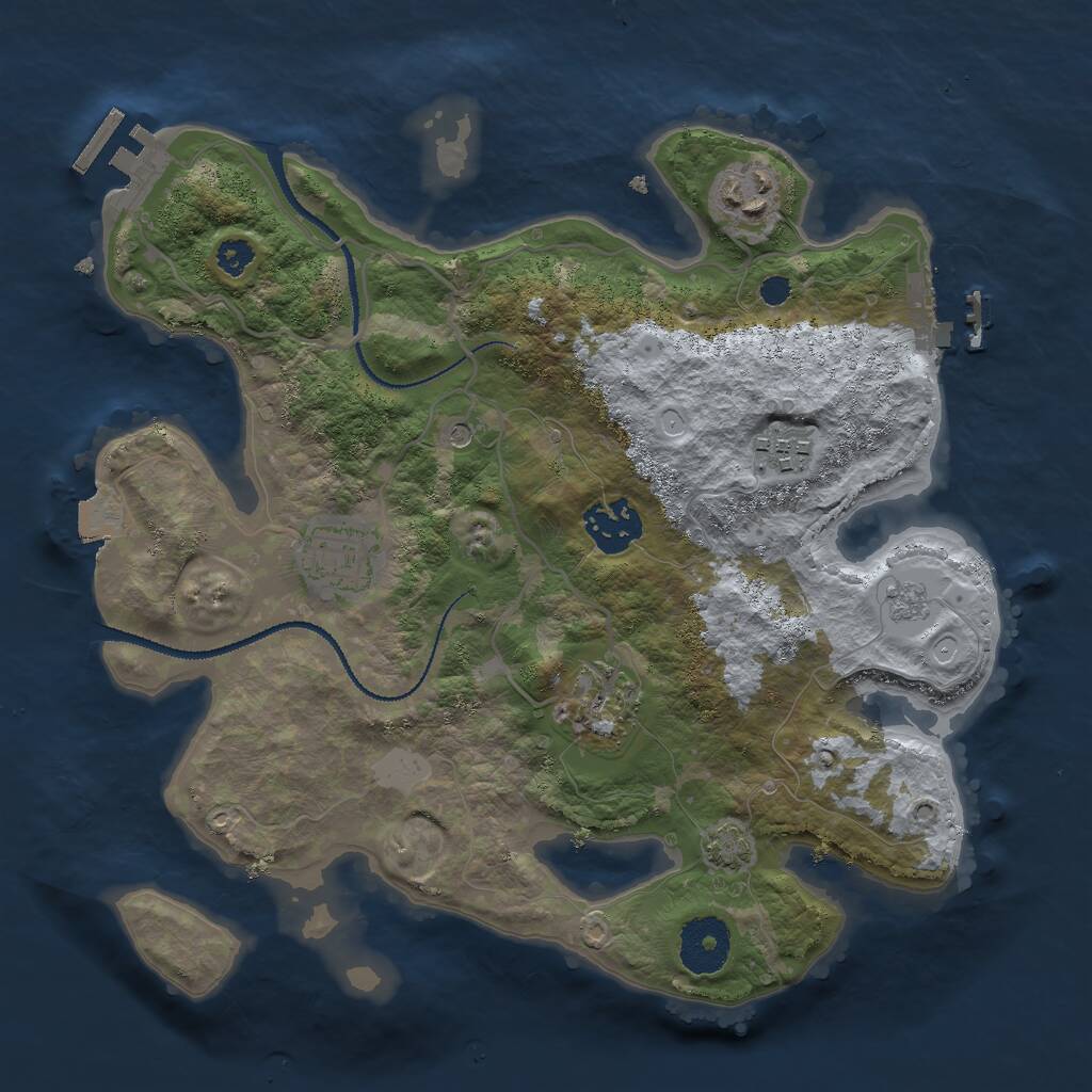 Rust Map: Procedural Map, Size: 3000, Seed: 876249, 11 Monuments