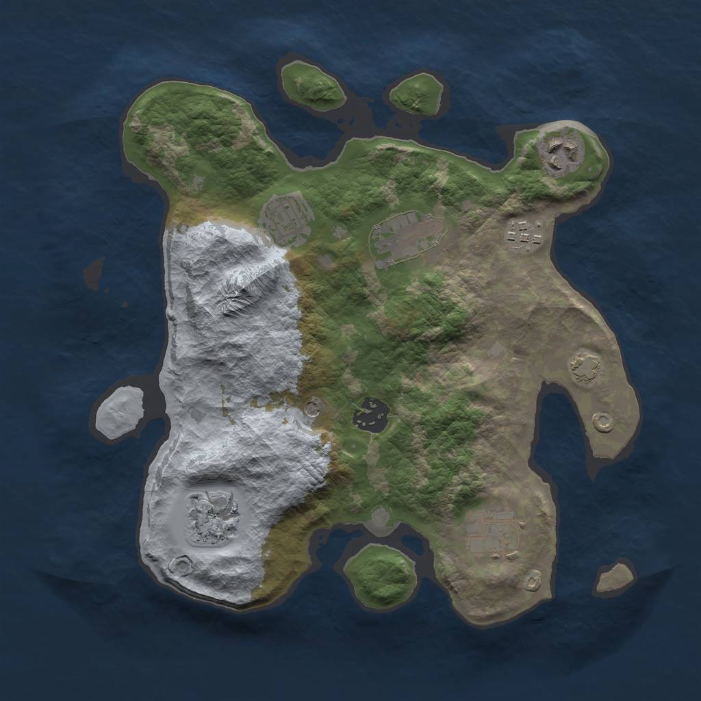 Rust Map: Barren, Size: 3000, Seed: 100, 11 Monuments