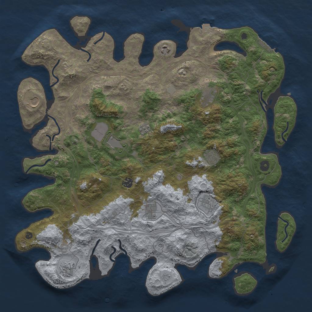 Rust Map: Procedural Map, Size: 4500, Seed: 75000, 17 Monuments
