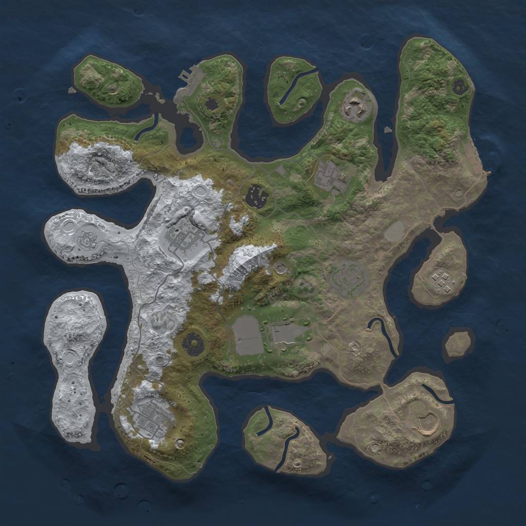 Rust Map: Procedural Map, Size: 3500, Seed: 754176252, 18 Monuments