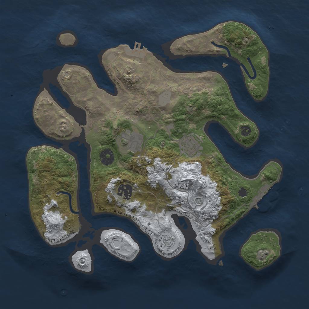 Rust Map: Procedural Map, Size: 3000, Seed: 989474, 12 Monuments