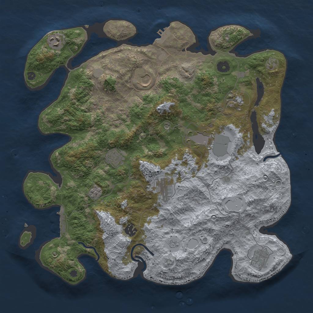 Rust Map: Procedural Map, Size: 3850, Seed: 83082436, 16 Monuments