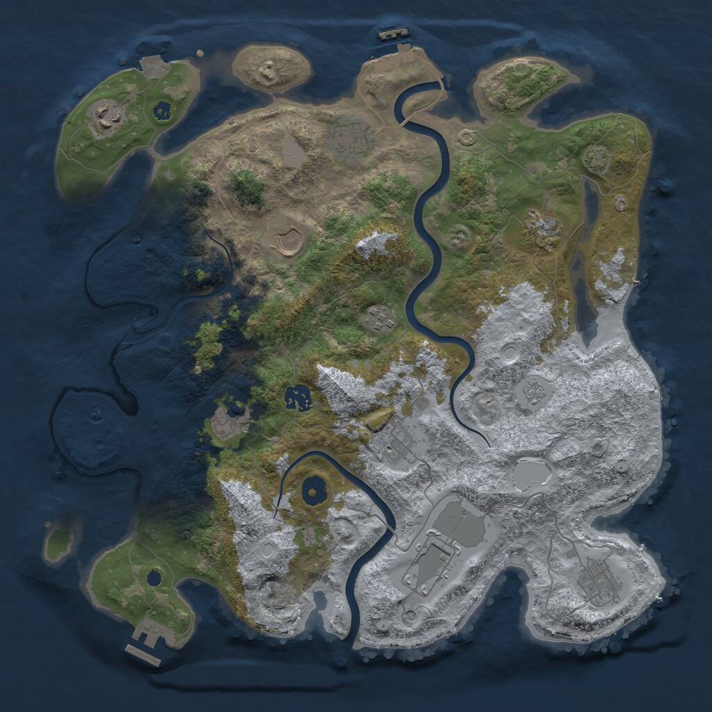 Rust Map: Procedural Map, Size: 3850, Seed: 83082436, 16 Monuments