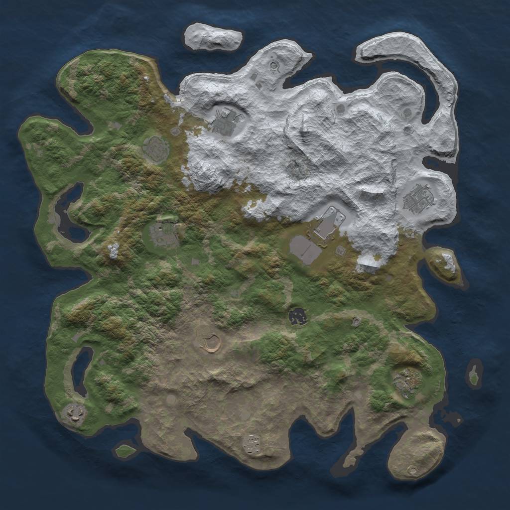 Rust Map: Barren, Size: 4300, Seed: 1798628397, 13 Monuments