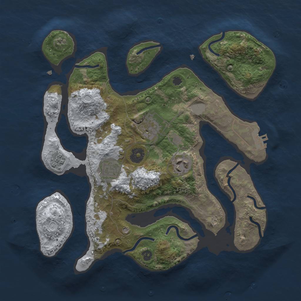 Rust Map: Procedural Map, Size: 3000, Seed: 5217677, 10 Monuments