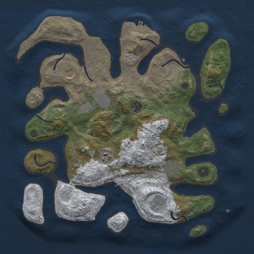 Rust Map: Procedural Map, Size: 3550, Seed: 601776, 16 Monuments