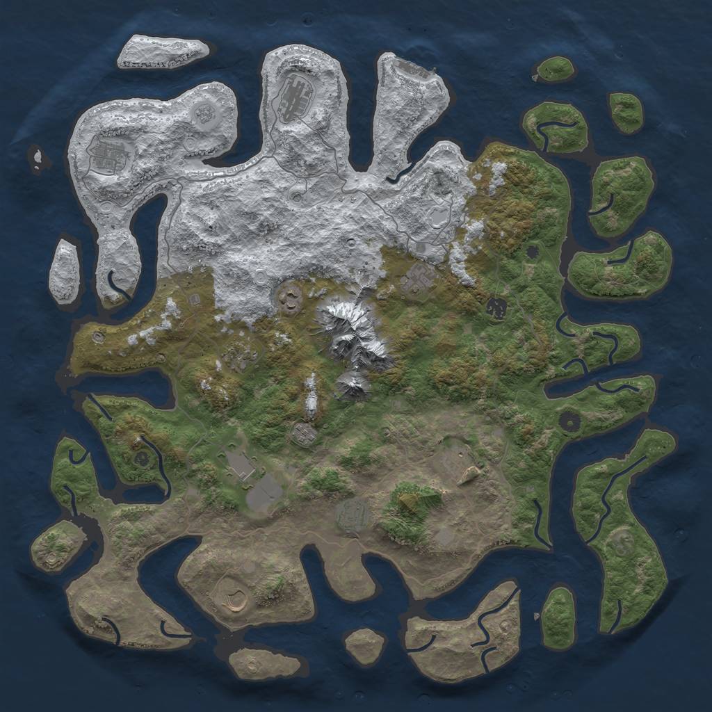 Rust Map: Procedural Map, Size: 5000, Seed: 643642343, 19 Monuments