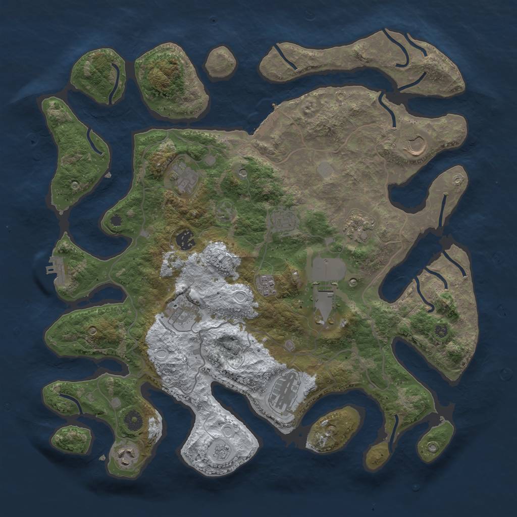 Rust Map: Procedural Map, Size: 4000, Seed: 5690178, 19 Monuments